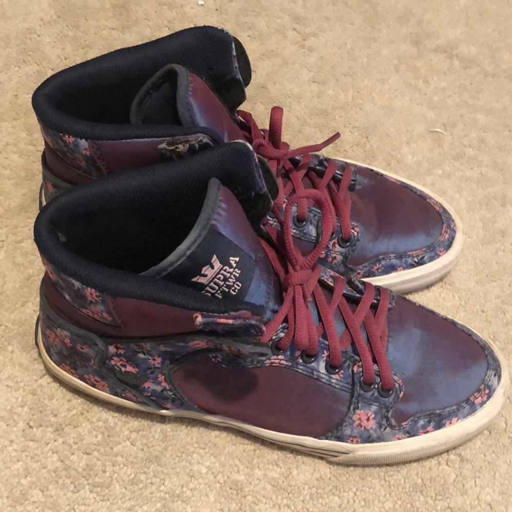 RARE: Purple Supra “Vader” Shoes - floral pattern